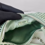 Prada Re-Edition 2005 Bag In Aqua Satin with Crystals - Image 2