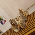 Prada Re-Edition 2005 Bag In Gold Satin with Crystal - Image 7