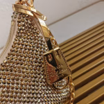 Prada Re-Edition 2005 Bag In Gold Satin with Crystal - Image 10
