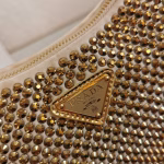 Prada Re-Edition 2005 Bag In Gold Satin with Crystal - Image 2