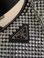 Prada Re-Edition 2005 Bag In Black Satin with Crystals - Image 5