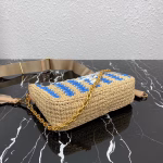 Prada Re-Edition 2005 Bag In Beige and Blue Stripe Raffia - Image 9