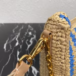 Prada Re-Edition 2005 Bag In Beige and Blue Stripe Raffia - Image 10