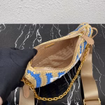 Prada Re-Edition 2005 Bag In Beige and Blue Stripe Raffia - Image 3
