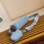 Prada Re-Edition 2005 Shoulder Bag In Blue Raffia - Image 8
