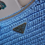 Prada Re-Edition 2005 Shoulder Bag In Blue Raffia - Image 10