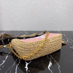 Prada Re-Edition 2005 Bag In Beige and Pink Stripe Raffia - Image 9