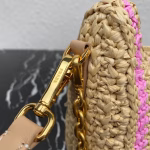 Prada Re-Edition 2005 Bag In Beige and Pink Stripe Raffia - Image 2