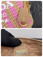 Prada Re-Edition 2005 Bag In Beige and Pink Stripe Raffia - Image 5