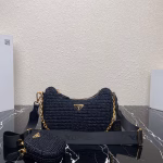 Prada Re-Edition 2005 Shoulder Bag In Black Raffia - Image 6