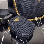Prada Re-Edition 2005 Shoulder Bag In Black Raffia - Image 2