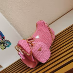 Prada Re-Edition 2005 Shoulder Bag In Pink Raffia - Image 7