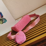 Prada Re-Edition 2005 Shoulder Bag In Pink Raffia - Image 8