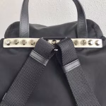 Prada Black Nylon Backpack With White Metal Studs - Image 3
