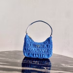 Prada Mini Hobo Bag In Blue Nylon and Leather - Image 8