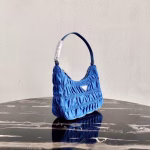 Prada Mini Hobo Bag In Blue Nylon and Leather - Image 7
