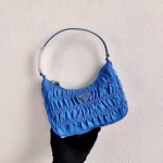 Prada Mini Hobo Bag In Blue Nylon and Leather - Image 3