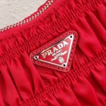 Prada Mini Hobo Bag In Red Nylon and Leather - Image 5