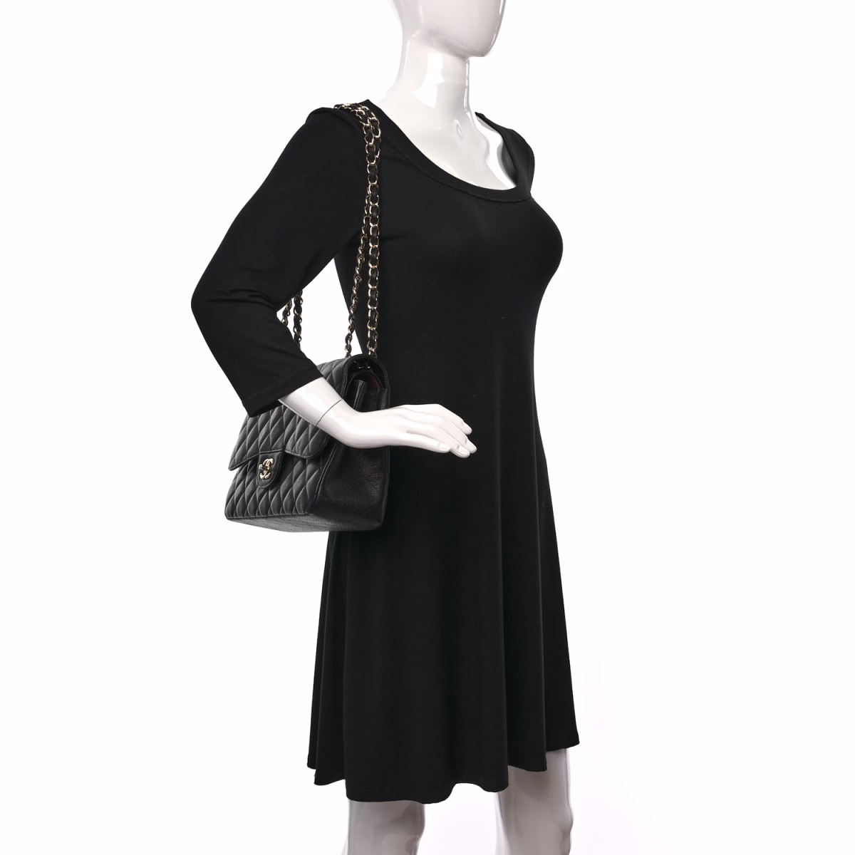 Caviar Quilted Jumbo Double Flap Black - Image 2
