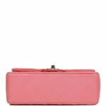 Mini Rectangular Flap Bag Pink Iridescent Lambskin Light Gold Hardware - Image 10