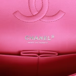 Medium Classic Double Flap Bag Neon Pink Lambskin Silver Hardware - Image 9