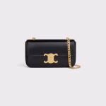CHAIN SHOULDER BAG TRIOMPHE IN SHINY CALFSKIN BLACK