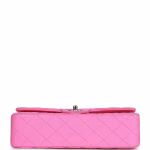 Medium Classic Double Flap Bag Neon Pink Lambskin Silver Hardware - Image 8