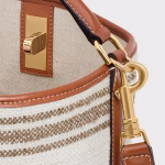 BUCKET 16 BAG IN STRIPED TEXTILE WITH CELINE JACQUARD AND CALFSKIN TOBACCO / TAN - Image 5