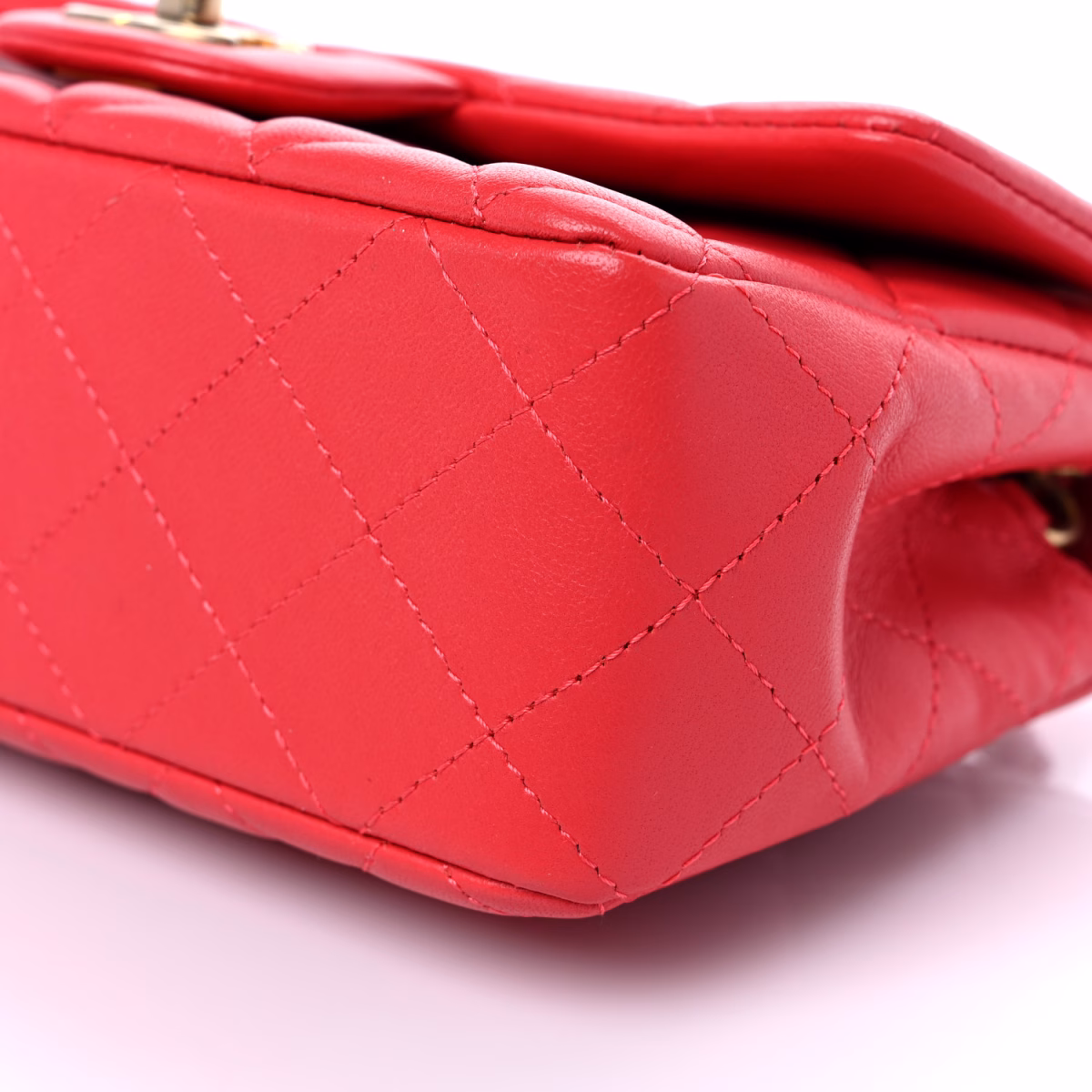 Lambskin Quilted Mini Rectangular Flap Red - Image 6