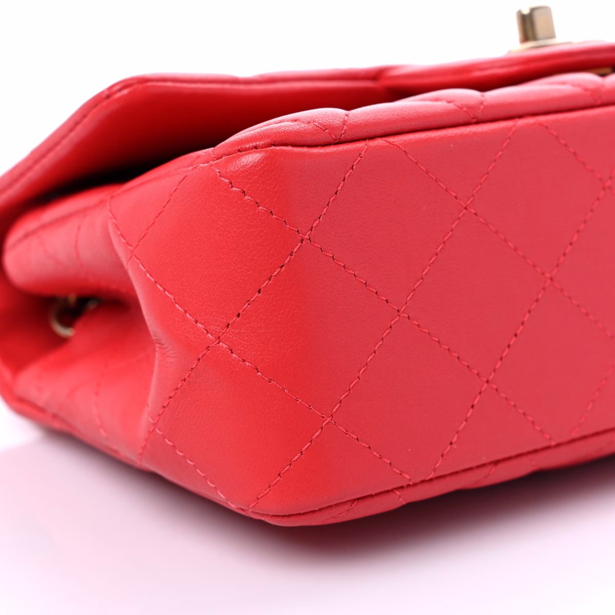 Lambskin Quilted Mini Rectangular Flap Red - Image 4