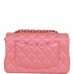 Mini Rectangular Flap Bag Pink Iridescent Lambskin Light Gold Hardware - Image 3