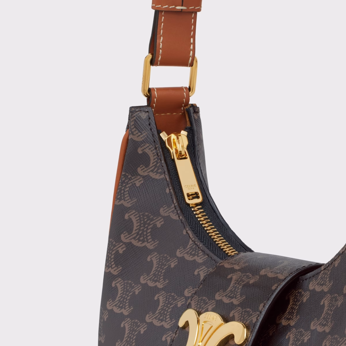 AVA TRIOMPHE SOFT BAG IN TRIOMPHE CANVAS AND CALFSKIN TAN - Image 5