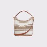 BUCKET 16 BAG IN STRIPED TEXTILE WITH CELINE JACQUARD AND CALFSKIN TOBACCO / TAN - Image 3