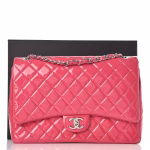 NEW ARRIVAL-Patent Maxi Quilted Double Flap Dark Pink - Image 6