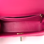 Lambskin Quilted Mini Crystal Top Handle Rectangular Flap Dark Pink - Image 8