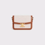 CLASSIQUE TRIOMPHE BAG IN TEXTILE WITH TRIOMPHE CROCHET EMBROIDERY NATURAL / TAN