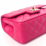 Lambskin Quilted Mini Crystal Top Handle Rectangular Flap Dark Pink - Image 6