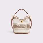 BUCKET 16 BAG IN STRIPED TEXTILE WITH CELINE JACQUARD AND CALFSKIN TOBACCO / TAN
