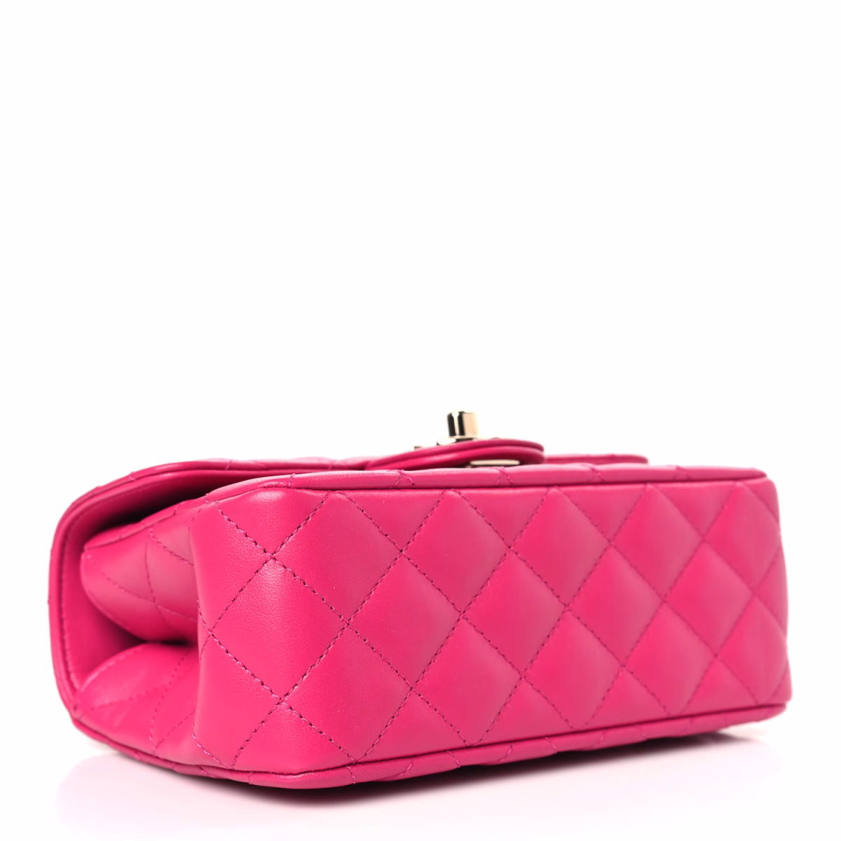 Lambskin Quilted Mini Crystal Top Handle Rectangular Flap Dark Pink - Image 5