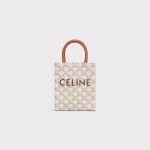 MINI VERTICAL CABAS IN TRIOMPHE CANVAS AND CALFSKIN WITH CELINE PRINT WHITE