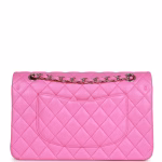 Medium Classic Double Flap Bag Neon Pink Lambskin Silver Hardware - Image 3