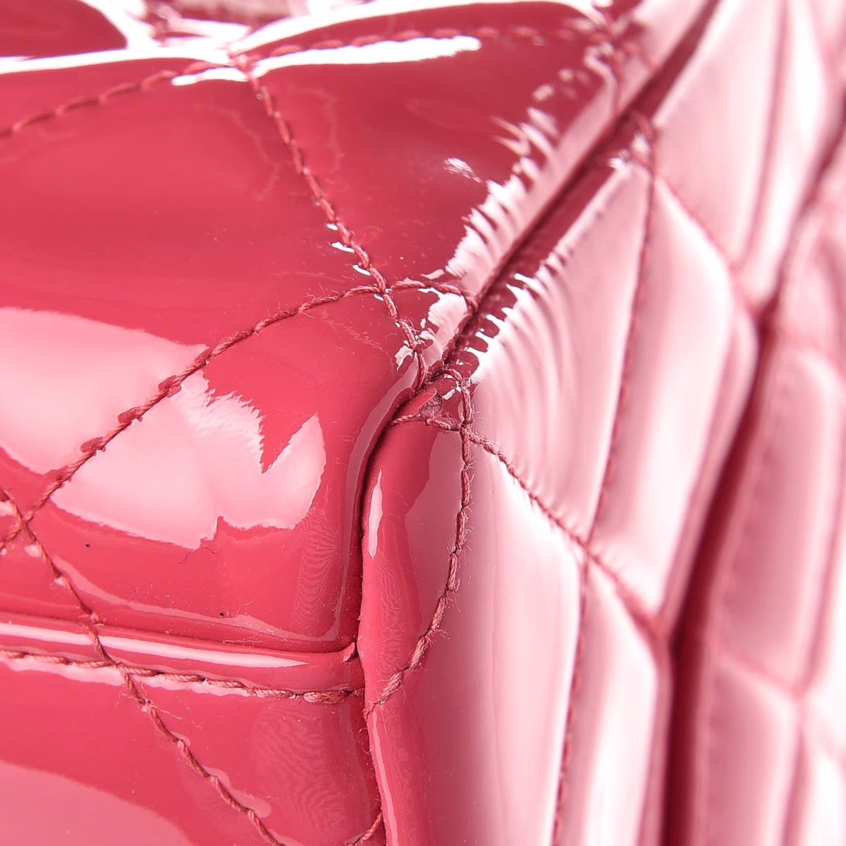 NEW ARRIVAL-Patent Maxi Quilted Double Flap Dark Pink - Image 3