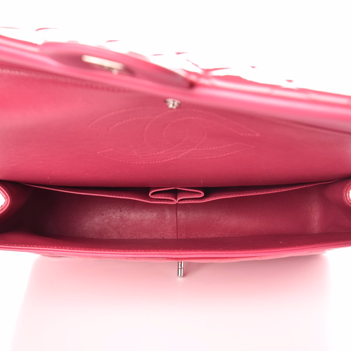 NEW ARRIVAL-Patent Maxi Quilted Double Flap Dark Pink - Image 4