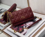 Dior Caro Belt Pouch with Chain In Bordeaux Calfskin - Image 3