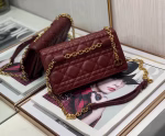 Dior Caro Belt Pouch with Chain In Bordeaux Calfskin - Image 8