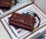 Dior Caro Belt Pouch with Chain In Bordeaux Calfskin - Image 6