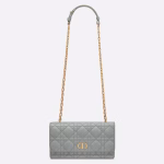 Dior Caro Belt Pouch with Chain In Grey Calfskin