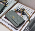 Dior Caro Belt Pouch with Chain In Grey Calfskin - Image 6
