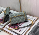 Dior Caro Belt Pouch with Chain In Grey Calfskin - Image 8