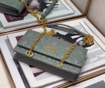 Dior Caro Belt Pouch with Chain In Grey Calfskin - Image 4